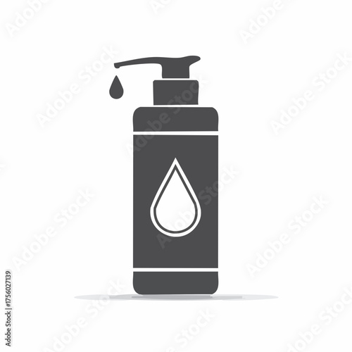 Stylized liquid dispenser bottle icon with droplet dispensing symbol