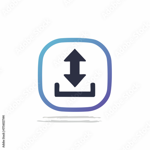 Download and Upload Icon in Mobile App Button Gradient Style, Data Transfer Symbol