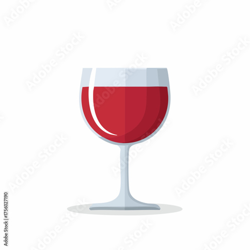 Single clear wine glass filled with rich red wine beverage