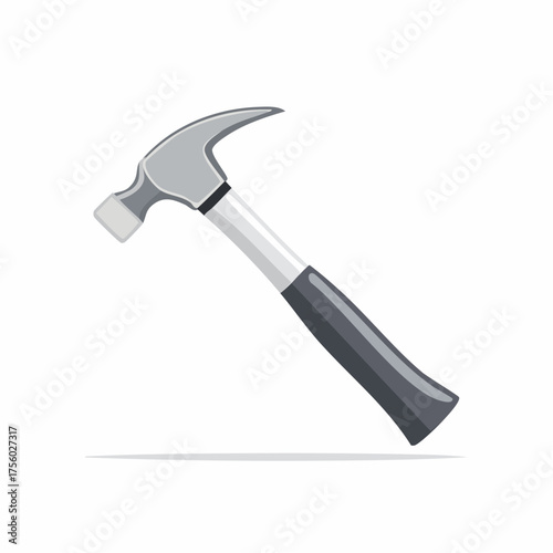 Gray and black claw hammer illustration for construction work, carpentry, home repairs and renovations