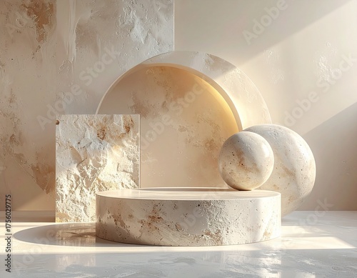 Abstract 3D Geometric Composition—Minimal Modern Design Background