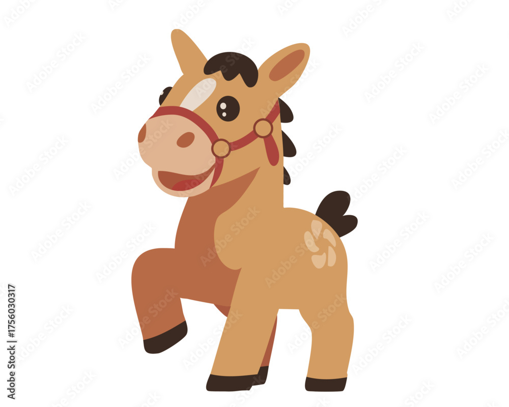 Obraz premium Cute Zodiac Horse Illustration from Front Angle for New Year Design 