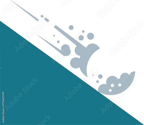 Stylized of an avalanche sliding down a slope.