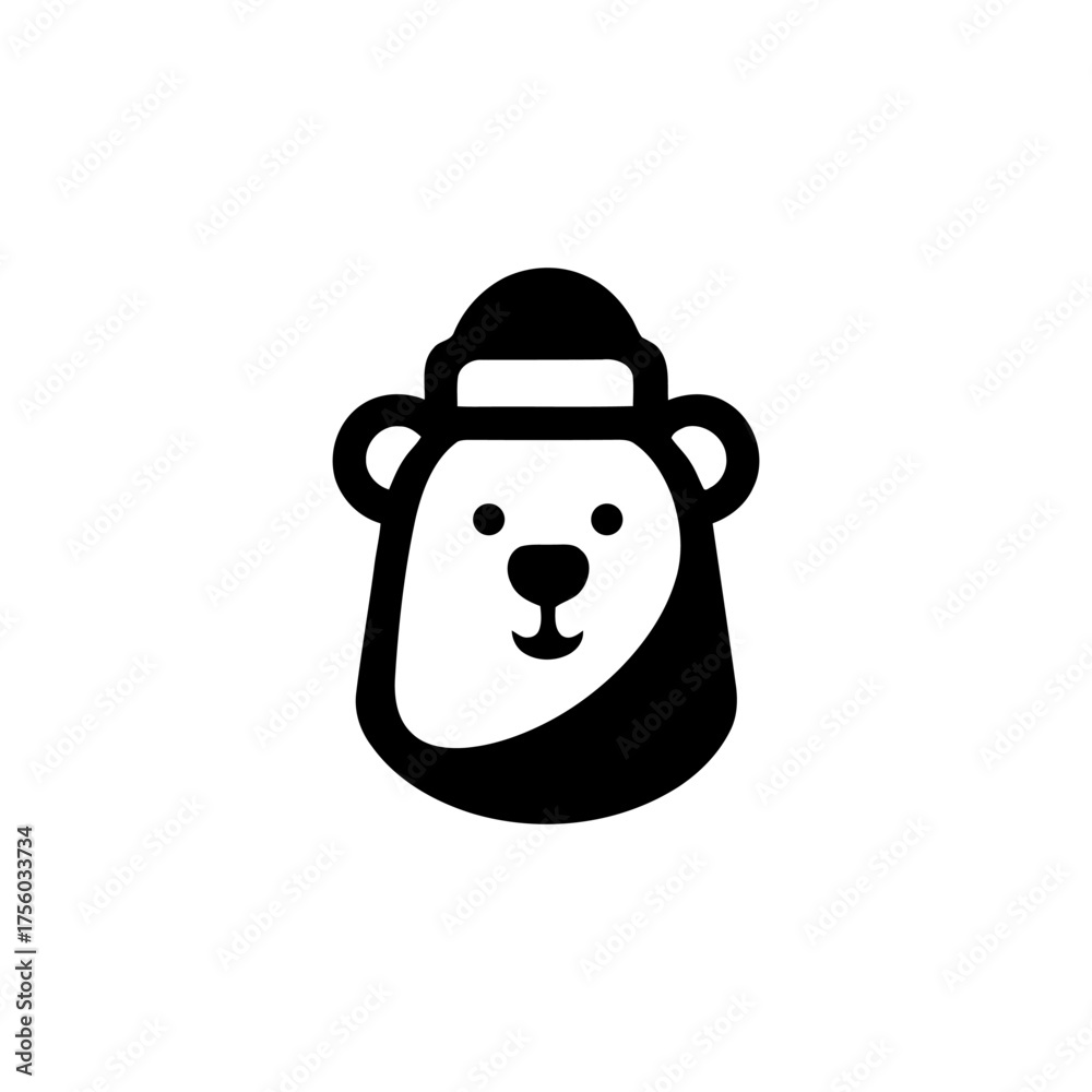 Fototapeta premium Cheerful Bear Mascot Wearing a Winter Hat Illustration