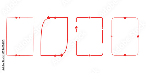 Red Starry Frames Collection Decorative Borders for Design Projects and Presentations