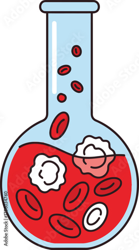 of a beaker filled with red and white blood cells.