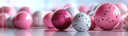Pink and white spotted spheres celebrating new beginnings