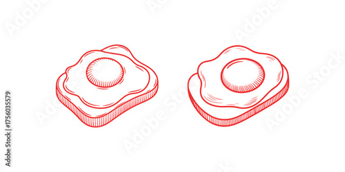 Sunny Side Up Fried Egg Outline Illustration for Breakfast Menu and Recipe Designs