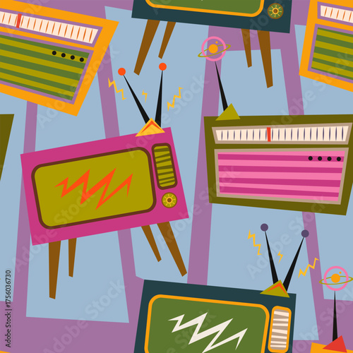 Atomic Mid Century Seamless Pattern