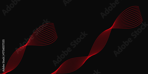 abstract vector red wave lines on white background. Abstract Red Wave Lines Background Design. Abstract Red Wave Patterns. Red Abstract Wave Lines Flowing Pattern on Black Background bright curve.