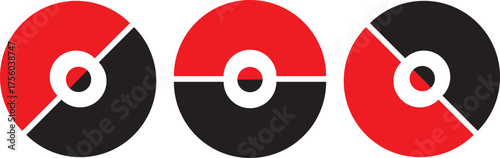 pokeball icon flat vector. Pokeball icon on a transparent background
