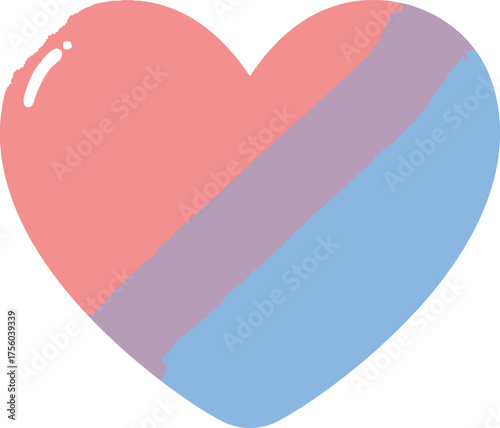 Brushstroke heart with biual pride colors.