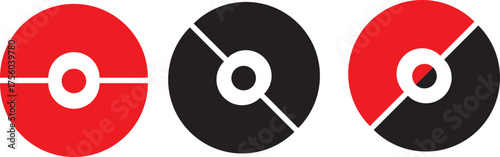 pokeball icon flat vector. Pokeball icon on a transparent background
