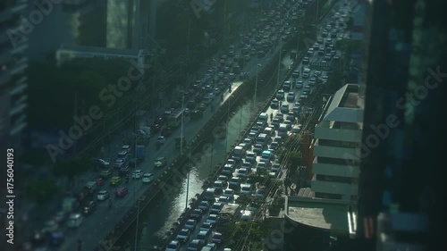 Wallpaper Mural A busy urban traffic jam unfolds in a bustling cityscape with cars and people everywhere Torontodigital.ca