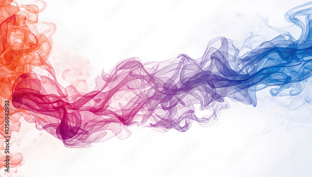 Fototapeta premium Vivid wisps of colored smoke dispersing against a luminous backdrop