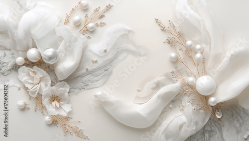 Sophisticated arrangement on a soothing neutral backdrop, highlighting a balanced mix of white and gray shades.