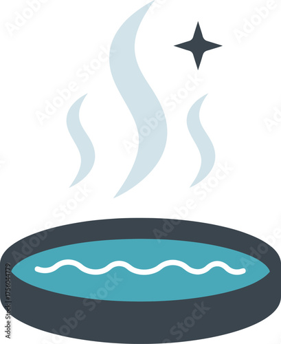 Flat of a hot tub with steam rising up.