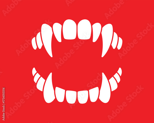 Vampire Fangs Vector Illustration – Scary Teeth Silhouette for Halloween, Horror, and Gothic Design