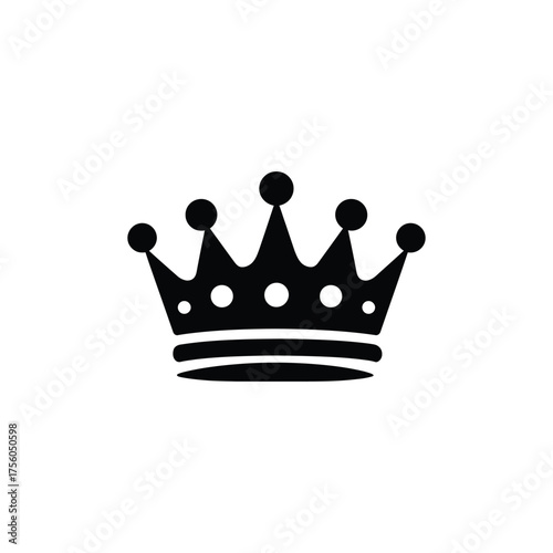 Black Royal Crown with Spherical Toppers Isolated on Transparent Background Icon