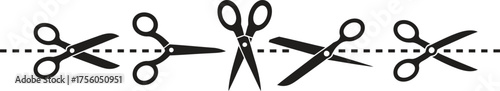 Scissors and Dotted Line Vector Illustration – Cutting Symbol for Coupon, Craft, and Design