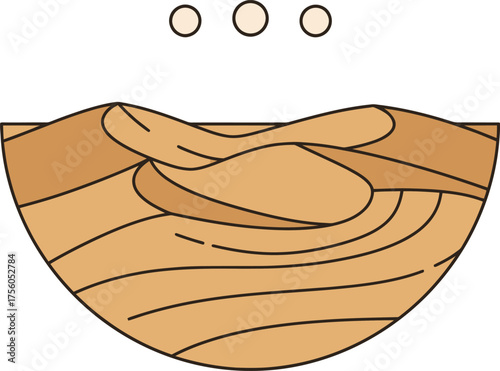 Minimalist desert dune landscape in light brown tones.