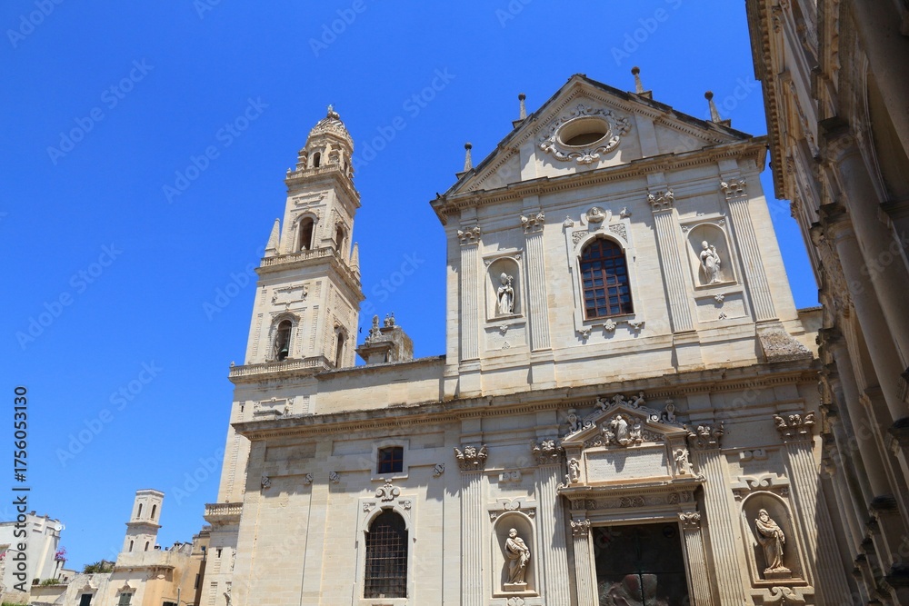 Obraz premium Lecce Cathedral in Italy. Italian baroque architecture - campanile.