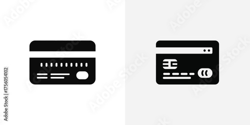Credit Cards Icons In Black, Finance, Plastic Money Card On Transparent Background