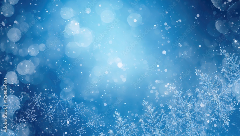 Fototapeta premium Chilly Illumination Setting, Icy Blue Winter Glow, Enchanting Holiday Theme with Frosted Light Transition, Frozen Motif
