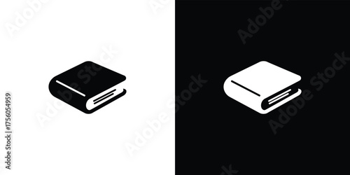 Isolated book isometric icon, minimalist design element, white and black