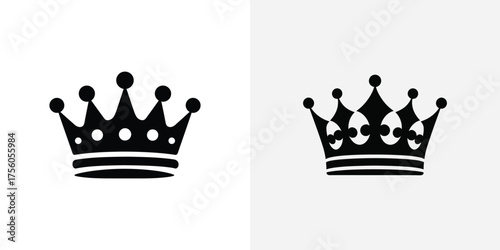 Isolated Royalty Crown Symbol. Decorative King Queen Crown on White Background