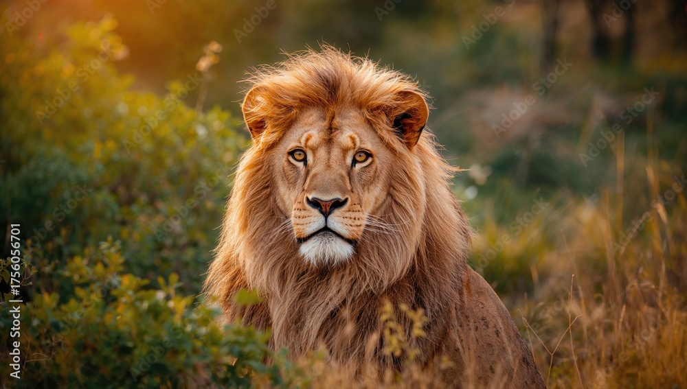 Obraz premium Portrait of a wild male lion from the savanna, isolated on white background