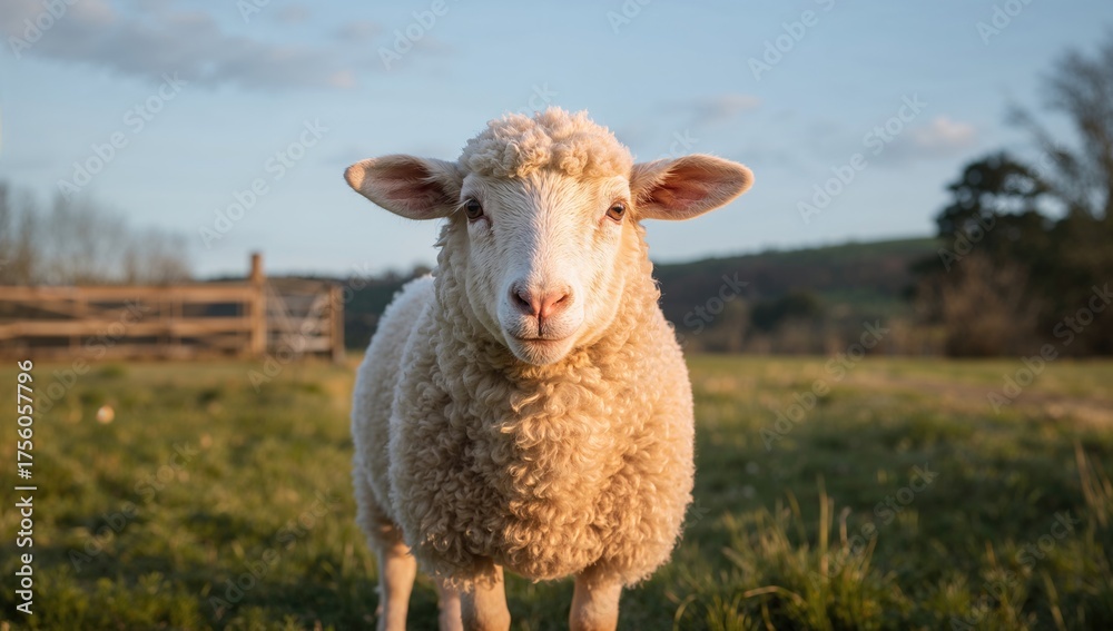 Obraz premium Adorable woolly lamb in an isolated area
