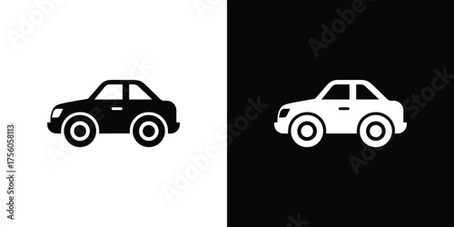 Minimalistic car icon design with transparent background, vehicle silhouette