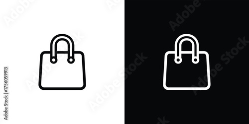 Shopping Bag Icon, Linear Handbag Design, Retail Store Symbol, Isolated on Background