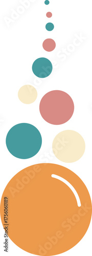 Colorful circles cascade, creating a retro, abstract, playful design.