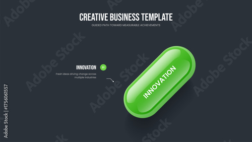 Company Briefing Presentation Design Vector Illustration. Professional Visualization One Option Diagram Frame Template. Investor Showcase 1 Step Infographic Slideshow Layout.
