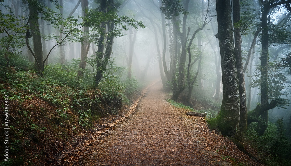 Obraz premium Foggy Forest Pathway