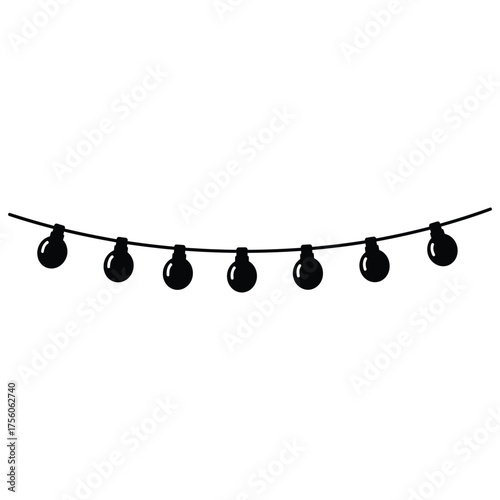 String light silhouette simple vector illustration of a garland with light bulbs for party, celebration, or decoration
