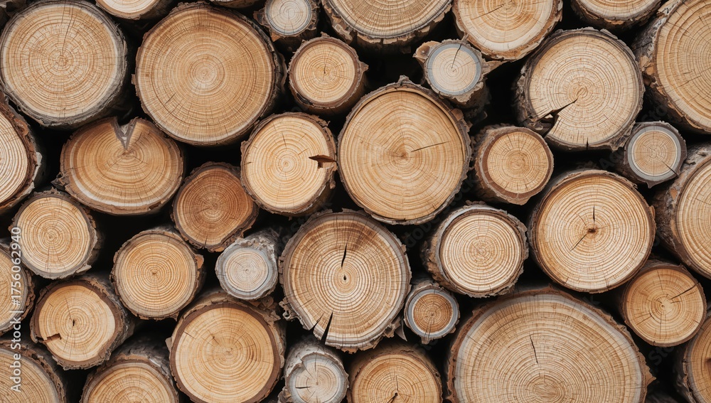 Fototapeta premium Detailed View of Wooden Logs Texture