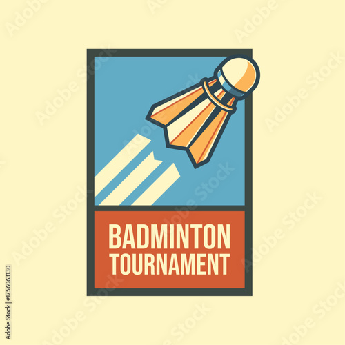 Badminton Tournament Retro Logo Template