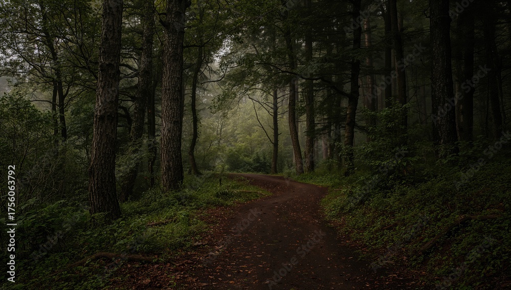 Fototapeta premium Shadowy path through the forest
