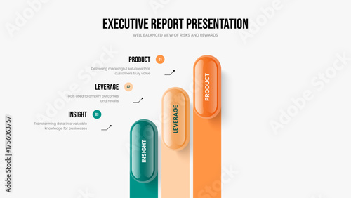 Digital Profile Three Option Infographic Slideshow Layout. Corporate Innovation 3 Step Diagram Slide Template. Investor Strategy Presentation Design Vector Illustration.