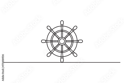 rudder icon. Thin linear style design. one line Icon drawing with white background