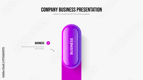 Service Solution Slideshow Template Vector Illustration. Investor Introduction 1 Element Diagram Frame Layout. Digital Campaign One Option Infographic Slide Design.