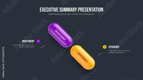 Market Report 2 Step Infographic Presentation Layout. Financial Solution Two Element Diagram Frame Template. Sales Campaign Slide Design Vector Illustration.