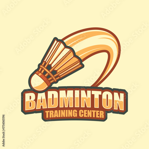 Logo Template of Badminton Training Center with Retro Design