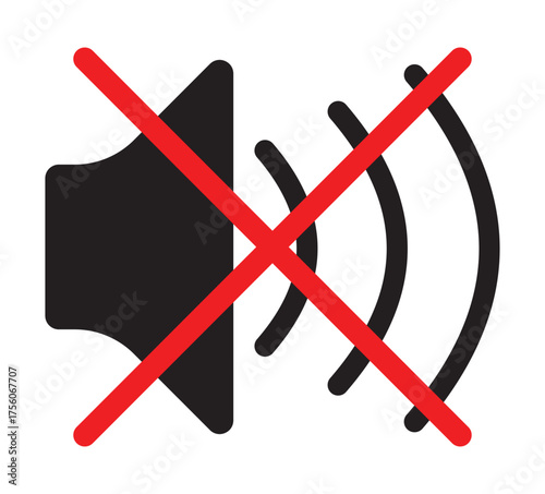 Mute and Sound Control Icon Set – Speaker Volume, Silent Mode, Audio Notification, and Sound Off Vector Symbols for Web and Mobile UI Design