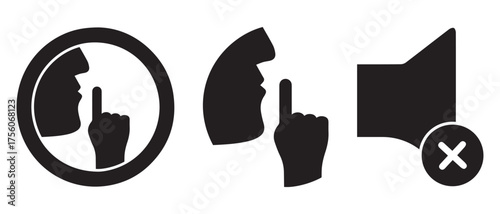 Mute and Sound Control Icon Set – Speaker Volume, Silent Mode, Audio Notification, and Sound Off Vector Symbols for Web and Mobile UI Design
