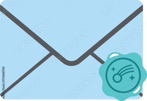 A light blue envelope with seal, minimalist and .