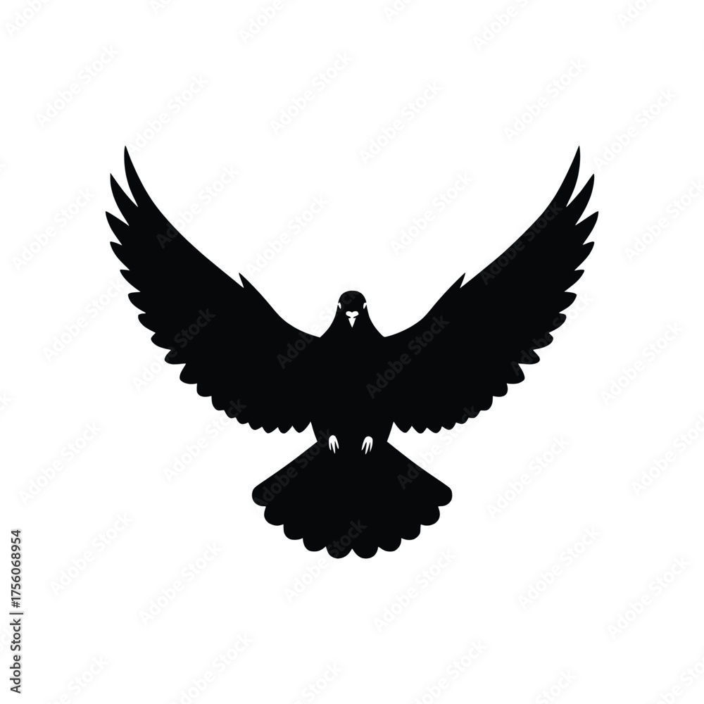 Obraz premium Dove Bird Wings Widespread Silhouette Vector Illustration